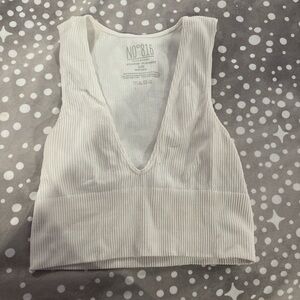 White Sleeveless Ribbed Crop Tank Top